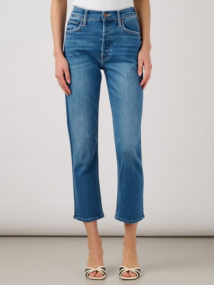 Cropped straight leg jeans