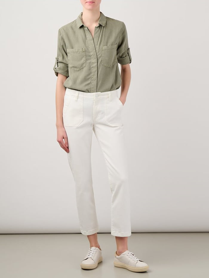 White straight leg jeans