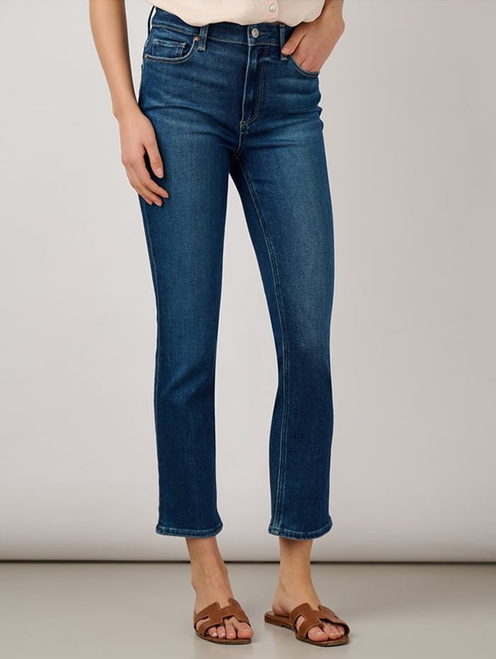 Stretch denim straight leg jeans
