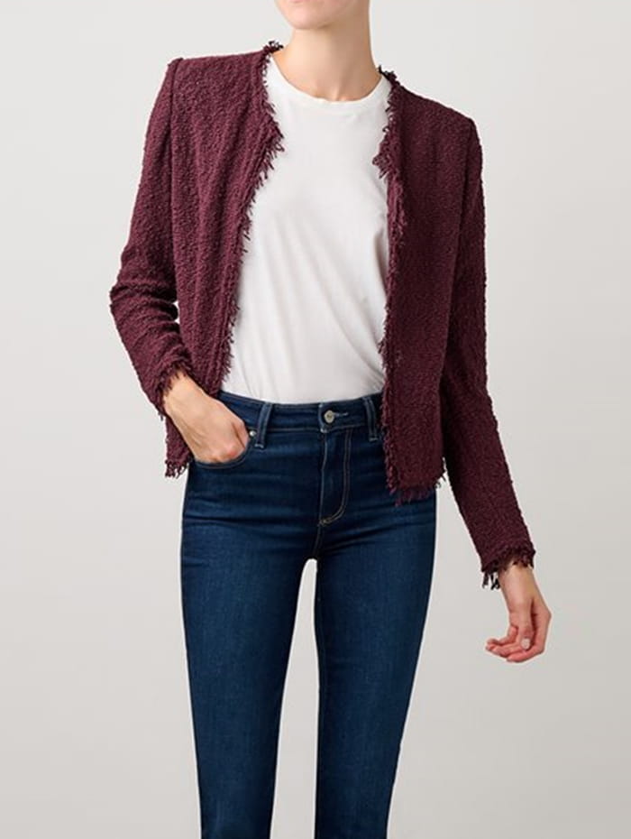 playful and feminine pastel tweed jacket