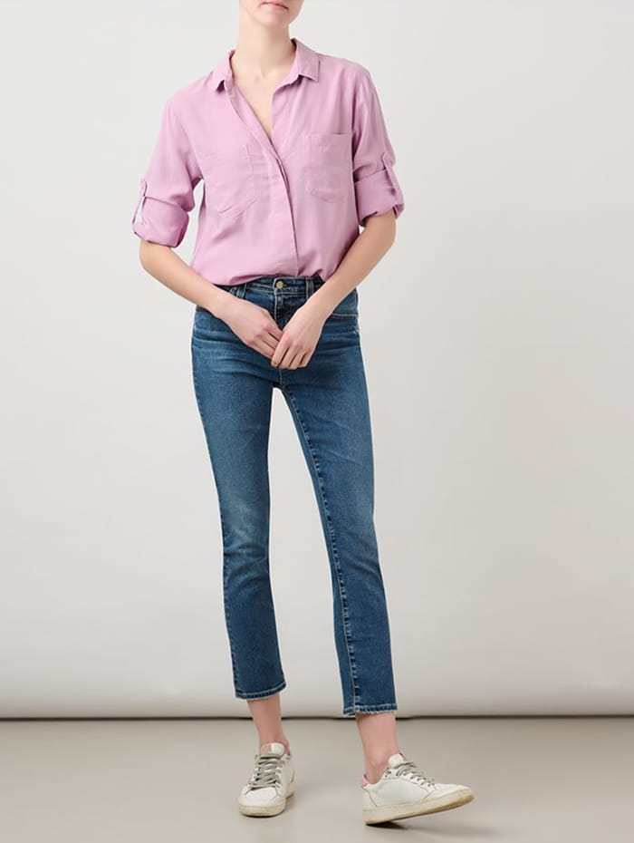 Mid-wash slim jeans for women
