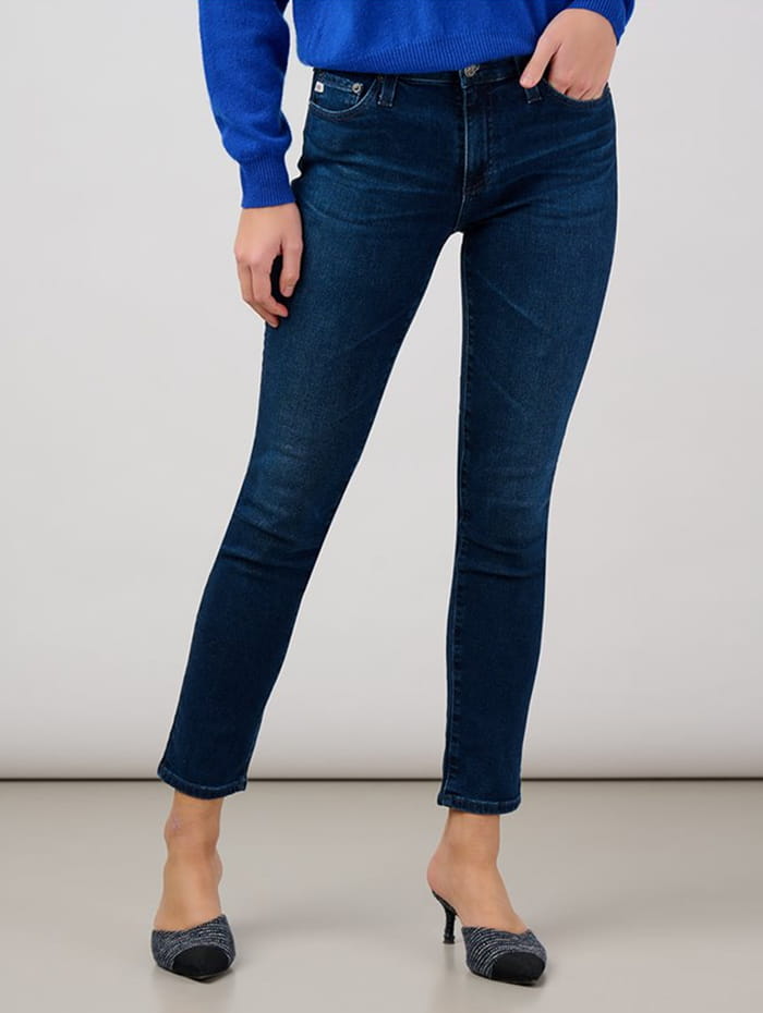 Dark-wash slim jeans for women