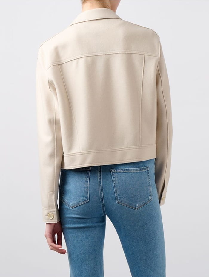 Combat boots and a tonal shirt-jacket