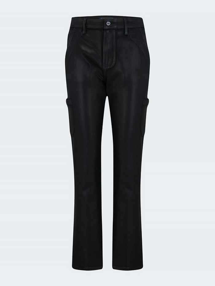 Black Coated Cargo Jeans