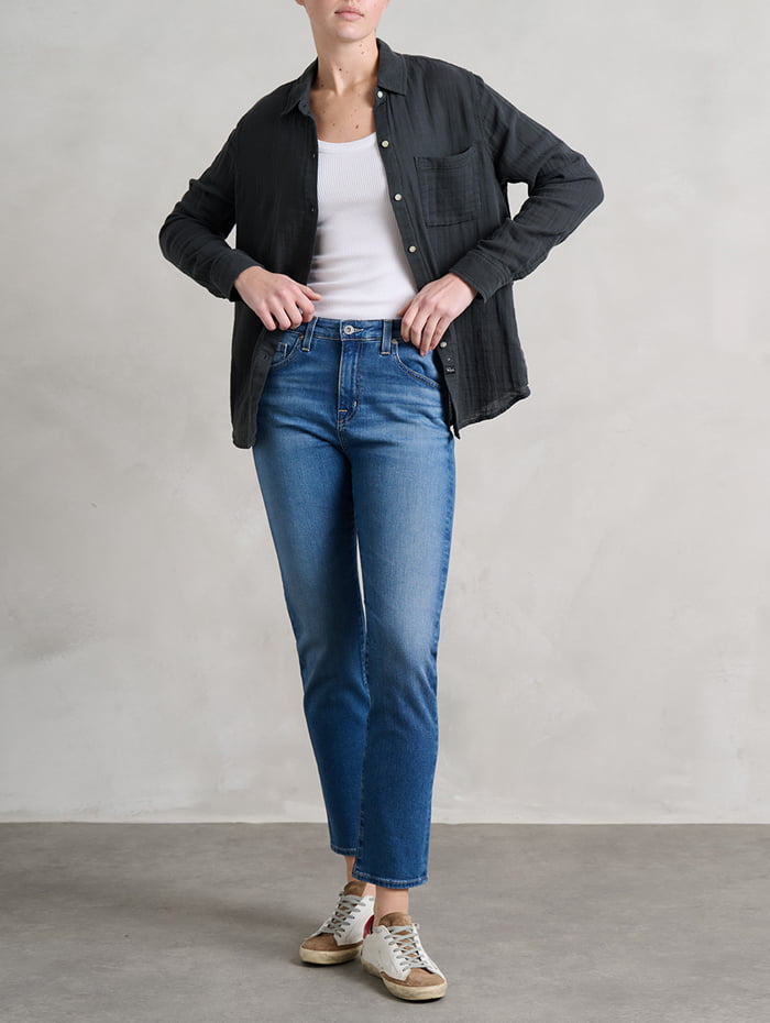 Mid-wash straight jeans