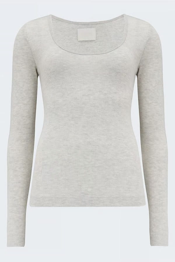 Margie Ballet Neck Long Sleeve Top In Heather Grey