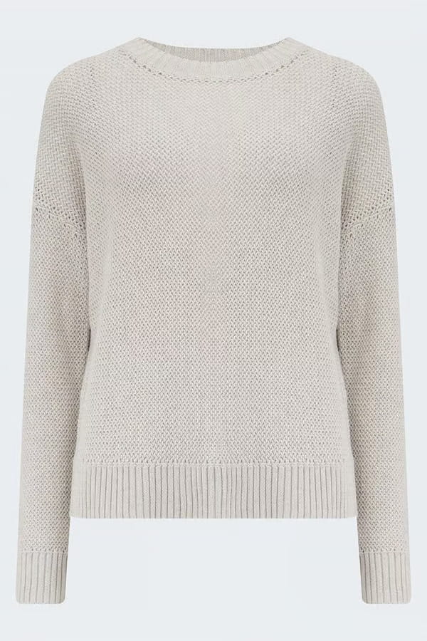 Cross Texture Crew In Silver