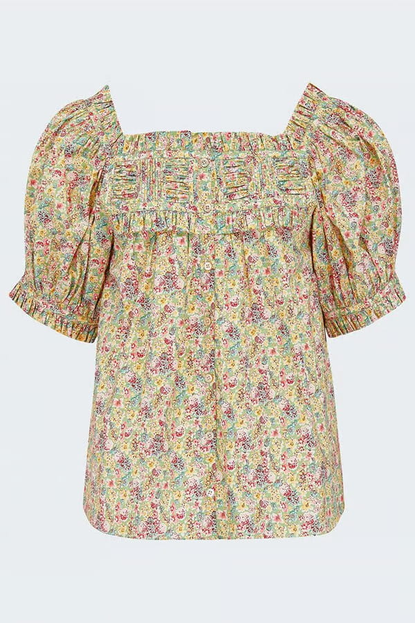 Farley Top In Chrysanthemum Sky Floral