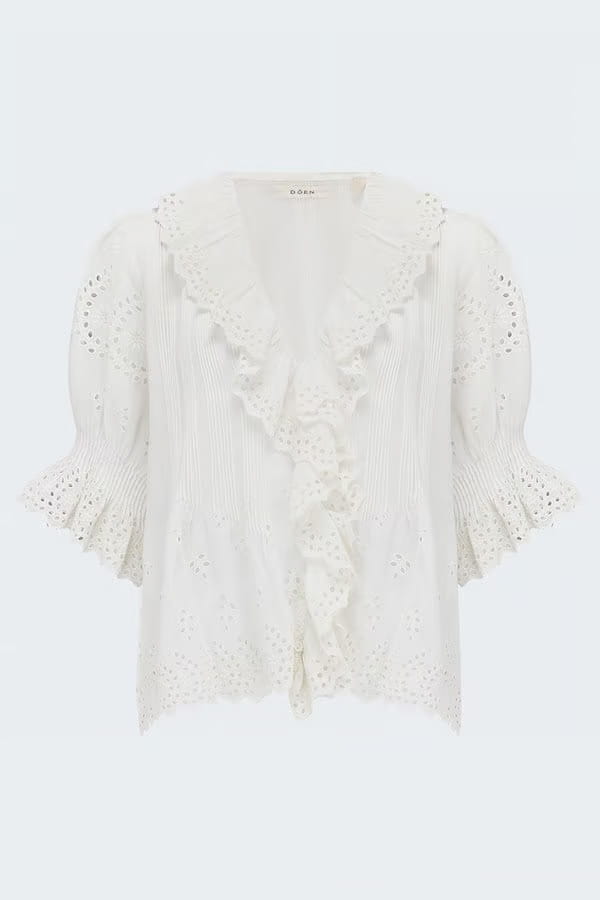 Henri Top In Salt Eyelet