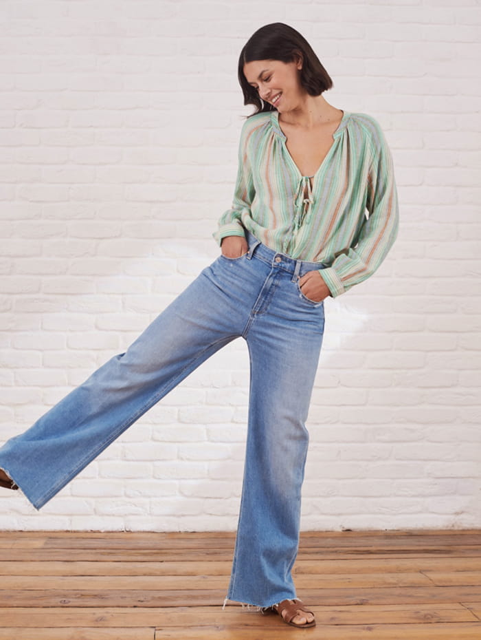 Light Blue Wash Slim Palazzo