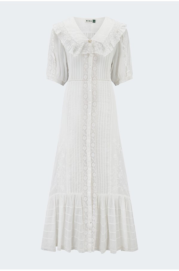 Edina Dress In Embroidery White