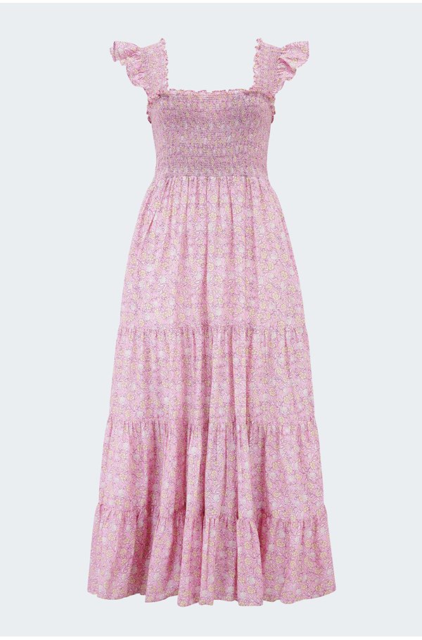 Kendall Dress In Duck Egg Shell Pansy Blush