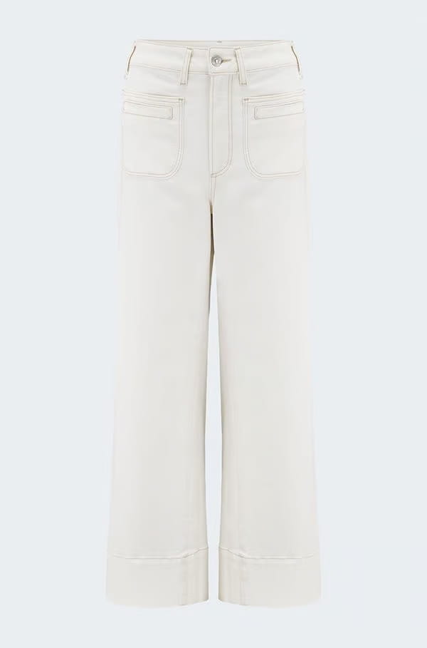 Anessa Wide Jean With Welt Pockets In Toasted Ecru