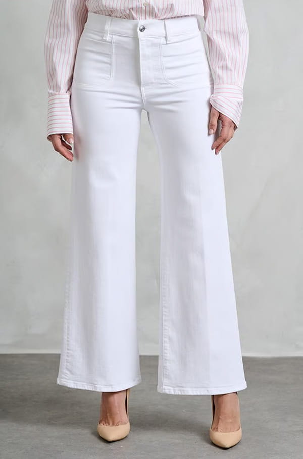 Le Slim Palazzo In White With Modernist Pockets