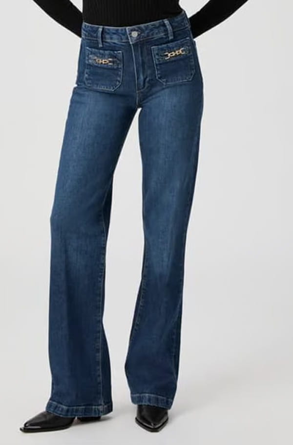 Leenah Wide Jean With Gold Hardware In Savon