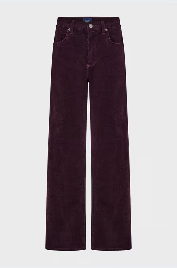Annina High Rise Wide Leg In Bordeaux Cord