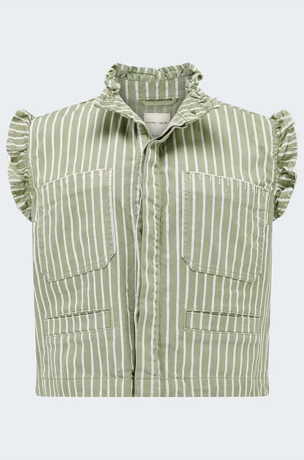 Pablo Waistcoat In Vintage Moss Stripe