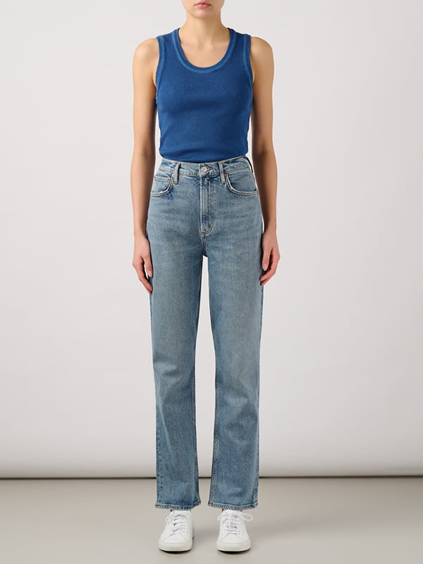 High-rise straight leg jeans