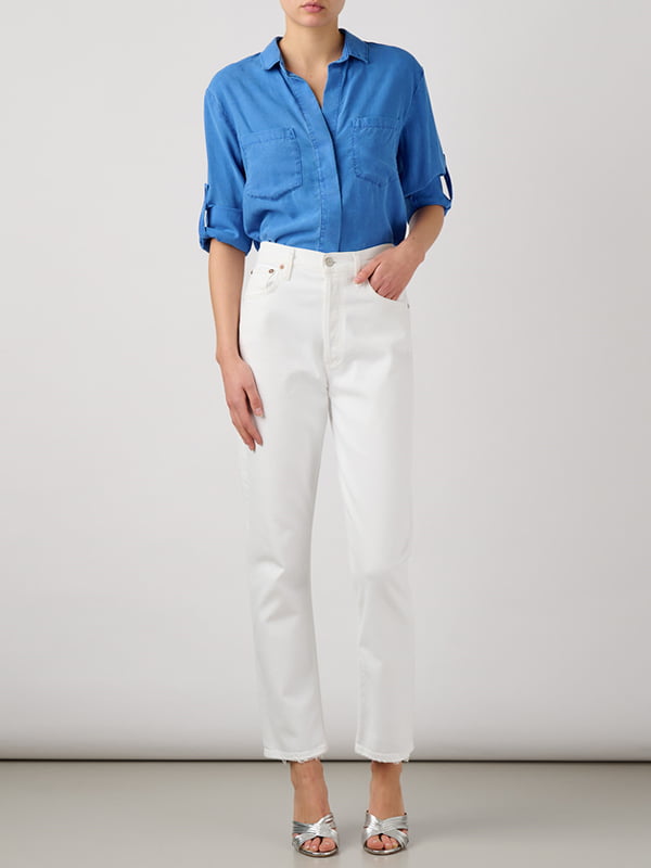 White straight leg jeans