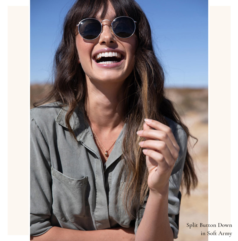 SPLIT BUTTON DOWN IN SOFT ARMY