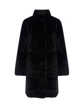 VELVET - Mina Reversible Faux Fur Coat In Black