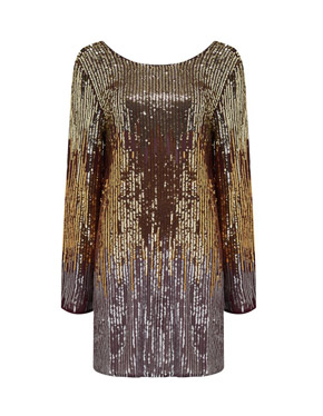 RIXO - Aria Sequin Dress in Bronze Ombre
