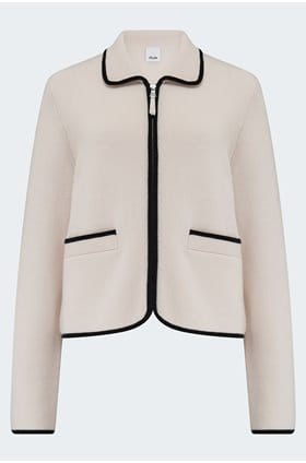 Tipped Cardigan in Cream Black