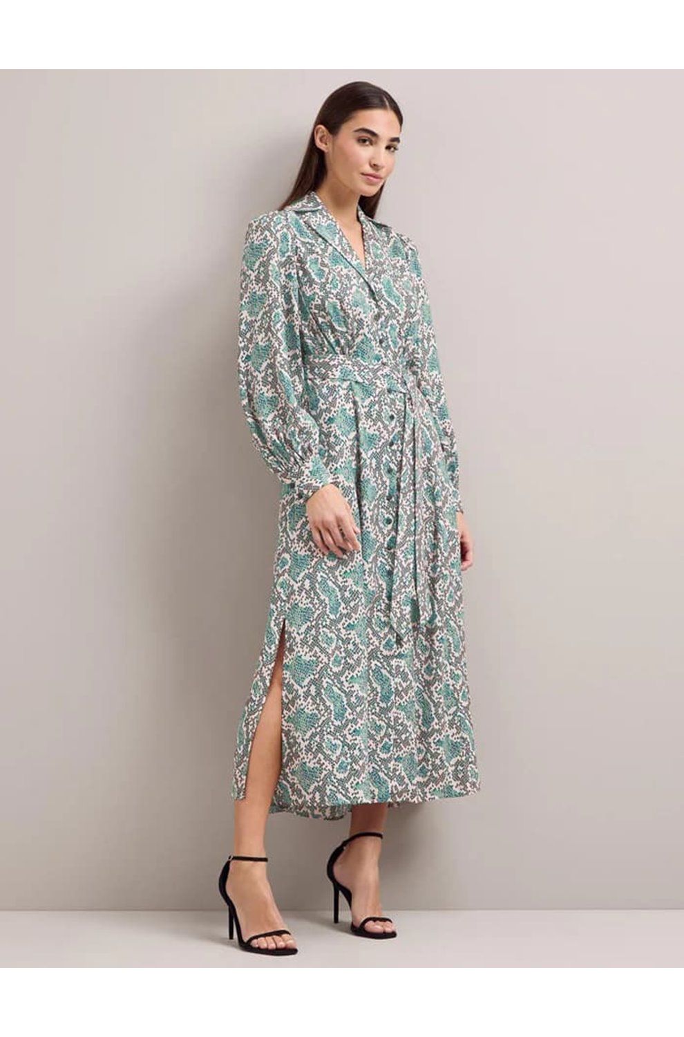 Trilogy Stores Odette Dress in Green Snakeskin