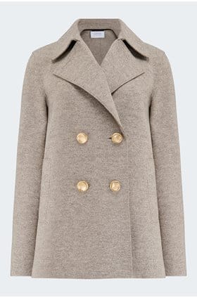 Peacoat with Gold Buttons in Natural Casha
