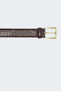 snakeskin belt in dark brown