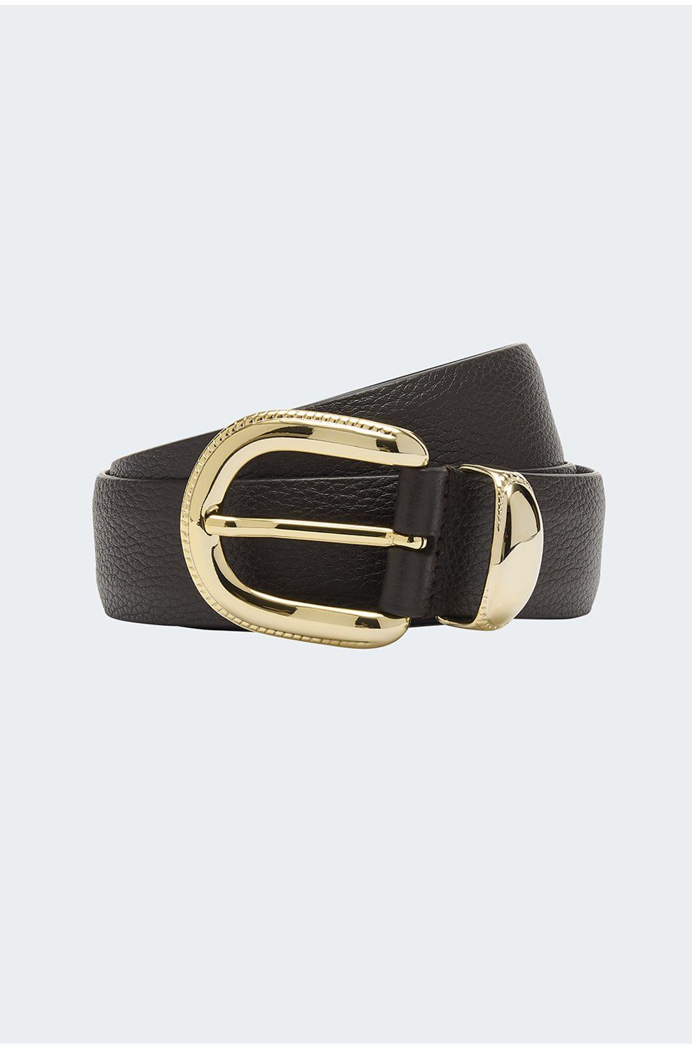 Western Hermes Leather Belt in Dark Brown