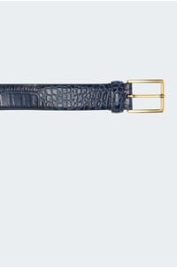 snakeskin belt in navy