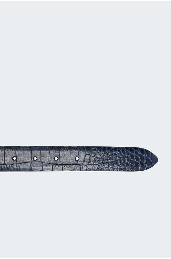 snakeskin belt in navy