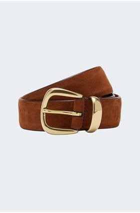 Nubuck Western Belt in Chestnut