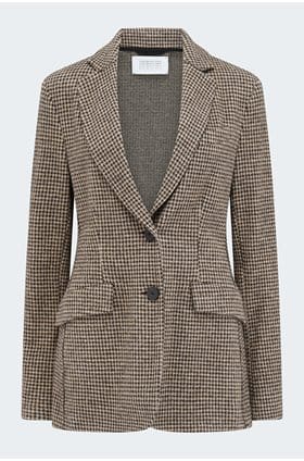 Hacking Jacket in Beige Houndstooth