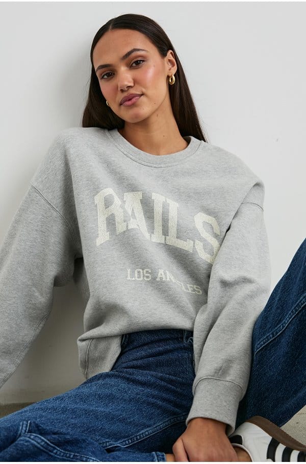 varsity sweatshirt in heather grey