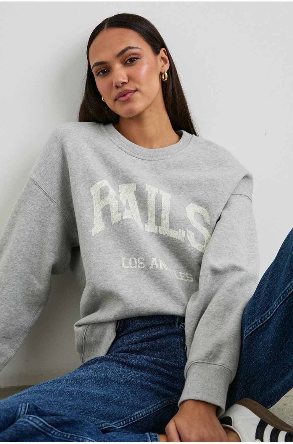Trilogy Stores Varsity Sweatshirt in Heather Grey