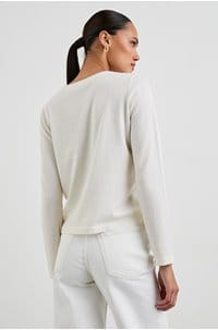 cotton cashmere long sleeve tee in white