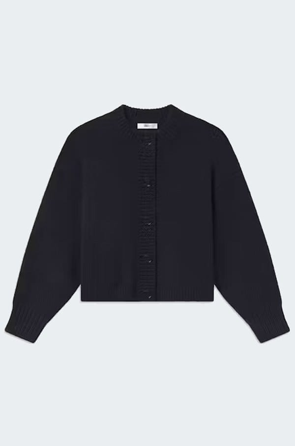 Navy Open Knit Cardigan With Claudine Collar Fitted For Autumn Women Chic Cozy Essential