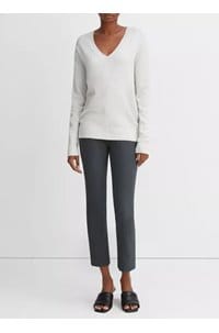 weekend v neck sweater in heather white