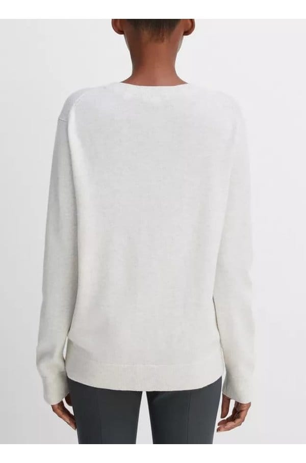 weekend v neck sweater in heather white