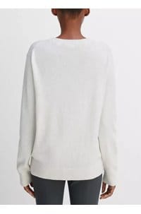 weekend v neck sweater in heather white