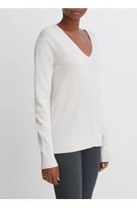 weekend v neck sweater in heather white