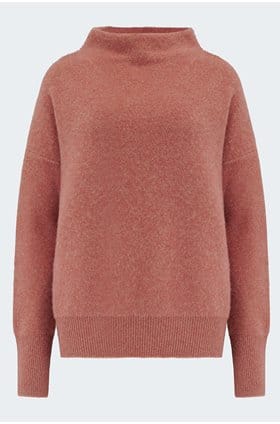 Trilogy Stores Boiled Funnel Neck Jumper in Heather Vintage Rose