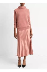 boiled funnel neck jumper in heather vintage rose
