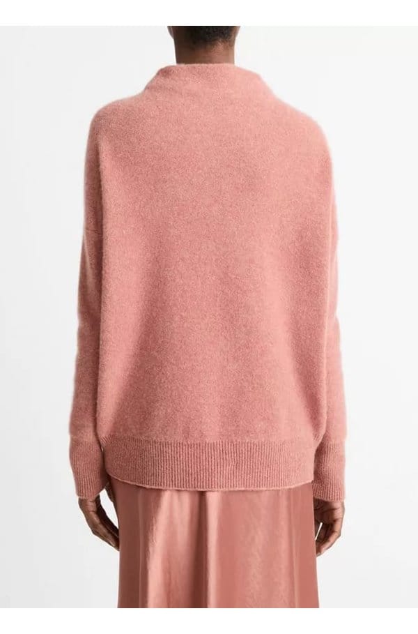 boiled funnel neck jumper in heather vintage rose