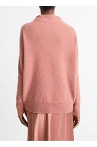 boiled funnel neck jumper in heather vintage rose
