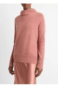 boiled funnel neck jumper in heather vintage rose