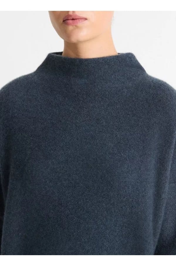 boiled funnel neck jumper in heather tide stone