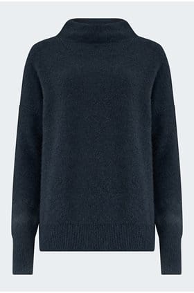 Boiled Funnel Neck Jumper in Heather Tide Stone